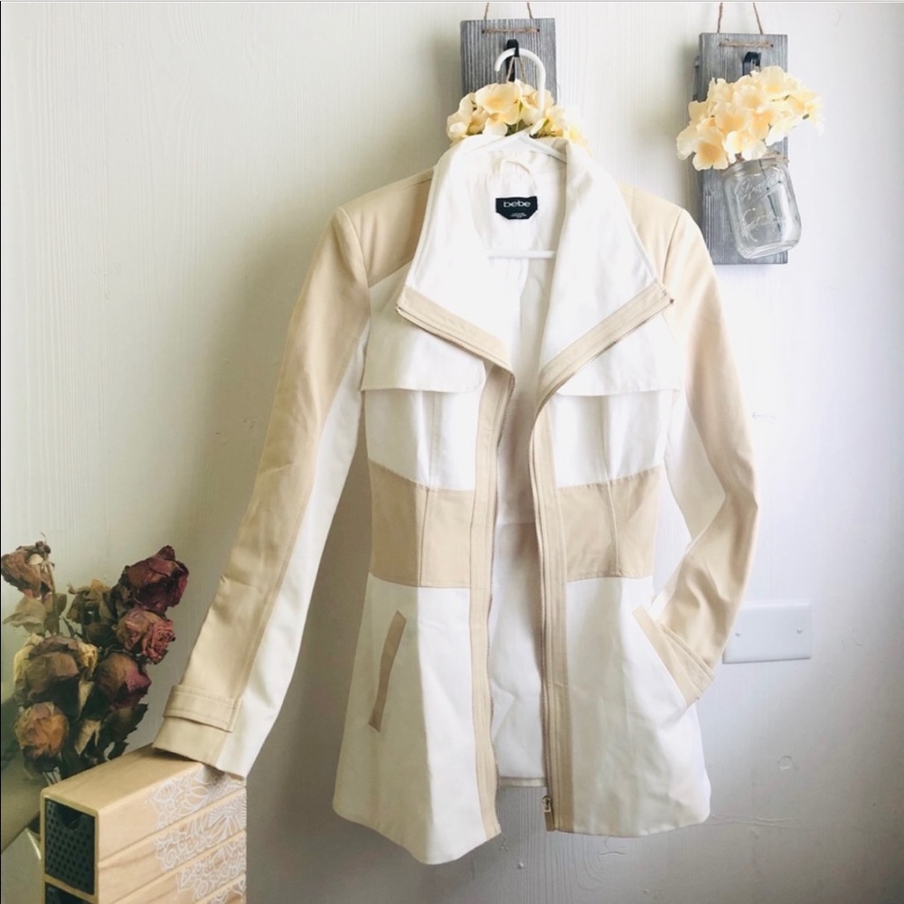 NWT Bebe Color Block Mini Trench Jacket